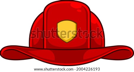 Cartoon Red Firefighter Helmet. Vector Hand Drawn Illustration Isolated On Transparent Background Stock foto © 