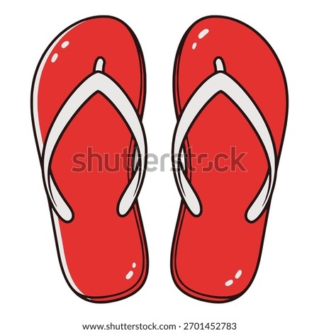 Cartoon Red Flip Flops Sandal Vector Illustration