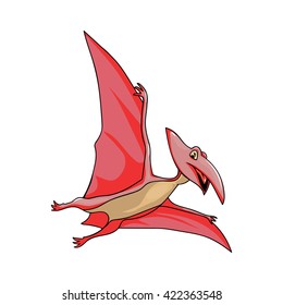 Cartoon red flying dinosaur