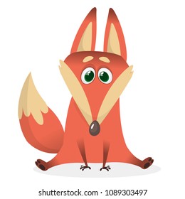 Cartoon red fox character, vector illustration, isolated on white background