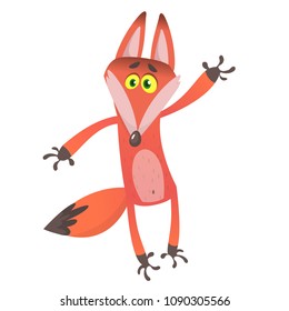 Cartoon red fox character, vector illustration, isolated on white background