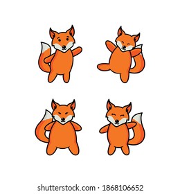 Cartoon red fox. Funny foxes with black paws, cute jumping animal. Foxy character, predator fox mascot or wildlife forest animal mammal. Isolated vector illustration icons set

T
