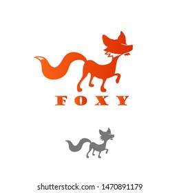 Cartoon red fox with long tail