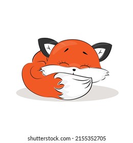 Cartoon Red Fox Sleeping Funny Character Stock Vector (Royalty Free ...