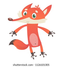 
Cartoon red fox. Vector illustration of red smiling fox icon. Design for t-shirt, mug, bag lunchbox, wallpaper, wrapper, poster and banner design for kids
