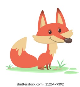 
Cartoon red fox. Vector illustration of red smiling fox icon. Design for t-shirt, mug, bag lunchbox, wallpaper, wrapper, poster and banner design for kids
