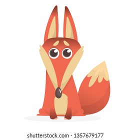Cartoon red fox. Vector illustration of red smiling fox icon. Design for t-shirt, mug, bag lunchbox, wallpaper, wrapper, poster and banner design for kids