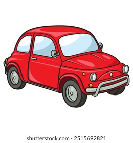 Cartoon red frog car illustration.