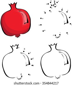 Cartoon red garnet. Vector illustration. Coloring and dot to dot educational game for kids