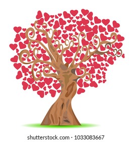 cartoon red heart tree
