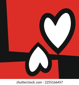 Caricatura de corazones rojos para diversos usos, desde invitaciones, tarjetas de felicitación, anuncios de bodas a usar en sitios web y aplicaciones.