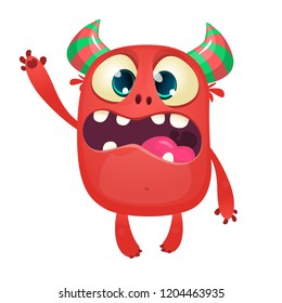 Cartoon red horned tiny devil. Vector illustration isolated