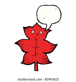 cartoon red leaf with speech bubble