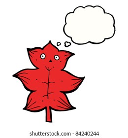 cartoon red leaf with thought bubble cartoon red leaf with thought bubble
