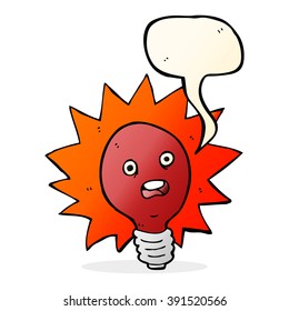 cartoon red lightbulb with speech bubble