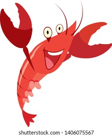 cartoon red lobster taiking, vector