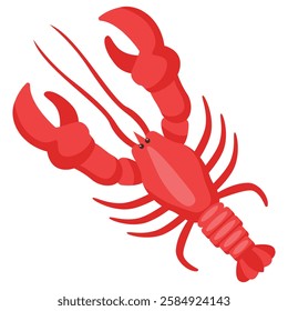 Cartoon Red Lobster Vector Illustration