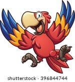 Cartoon red macaw. Vector clip art illustration with simple gradients. All in a single layer.