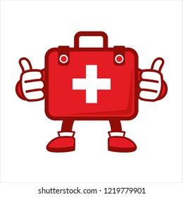 cartoon red medical box mascot logo cute illustration