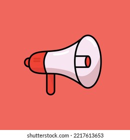 Cartoon red megaphone vector illustration.