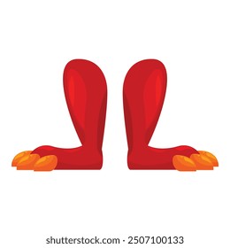 Cartoon red monster legs standing with yellow claws