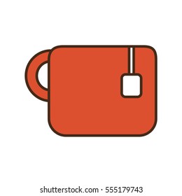 cartoon red mug tea hot drink office vector illustration eps 10