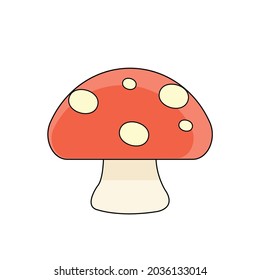cartoon red mushroom white background