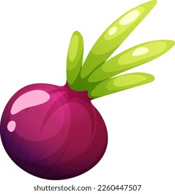 Cartoon red onion on transparent background. Vegetable Collection