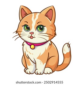 Cartoon red orange kitten, isolated on white, vector illustration, eps10