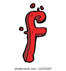 letra f de bandeja de pintura roja de dibujos animados