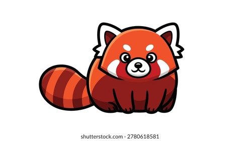 Cartoon red panda looking cute