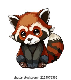 Cartoon red panda on a white background.Vector illustration