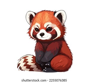 Cartoon red panda on a white background.Vector illustration