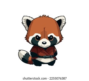 Cartoon red panda on a white background.Vector illustration