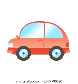 Cartoon red passenger car without people. Vector illustration with isolated background.