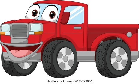 Cartoon red pickup truck mascot