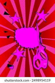 Cartoon red and purple background, comic book backdrop. Retro vector comics pop art design.