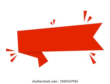 Cartoon red ribbon . Red banner .Place for your text . Card template . Vector illustration. 