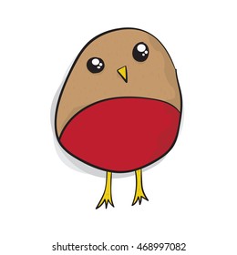 Cartoon Red Robin Bird Vector