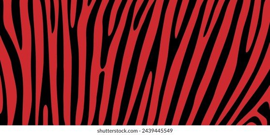 Cartoon red safari zebra, line pattern. Zebra print, animal skin, tiger stripes sign. Africa, animal texture wave. jungle patroon.