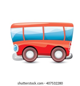cartoon red school bus isolated on white