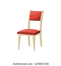 Cartoon red soft dining chair . Vector illustration