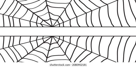 Cartoon red spider web for happy halloween party, october. Flat vector cobweb background. insect pictogram or logo. Drawing  line pattern.