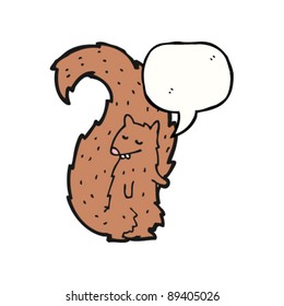 cartoon red squirrel with speech bubble