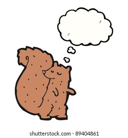 cartoon red squirrel with thought bubble