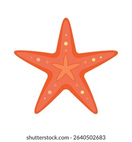 Cartoon red starfish vector illustration sea creature isolated on white background