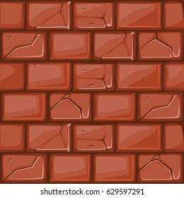 Cartoon Red Stone Wall Texture, Set Seamless Background