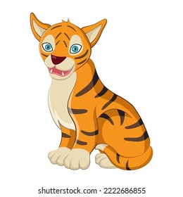 Cartoon red tiger cub. Vector illustration