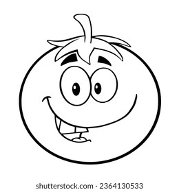 A cartoon red tomato smiling and happy.