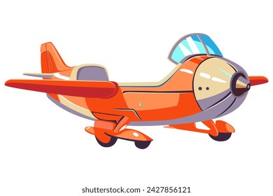 Cartoon red toy old vintage plane illustration